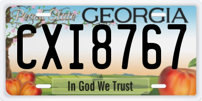 GA license plate CXI8767