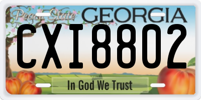 GA license plate CXI8802