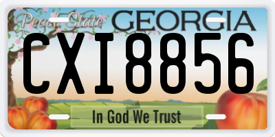 GA license plate CXI8856