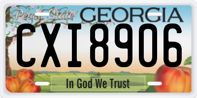 GA license plate CXI8906