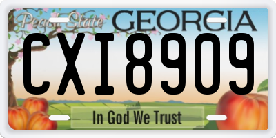 GA license plate CXI8909