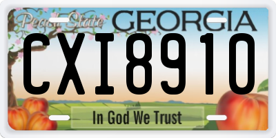 GA license plate CXI8910