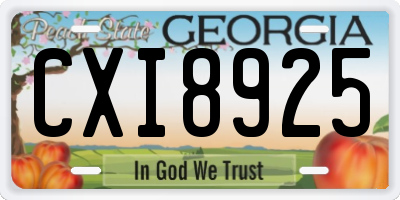 GA license plate CXI8925