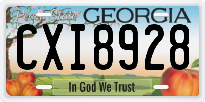 GA license plate CXI8928