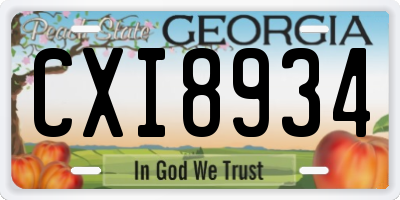GA license plate CXI8934