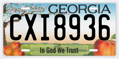 GA license plate CXI8936