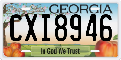 GA license plate CXI8946