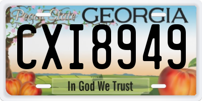 GA license plate CXI8949