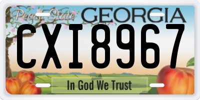 GA license plate CXI8967