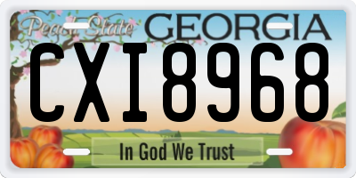 GA license plate CXI8968