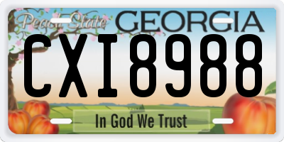 GA license plate CXI8988