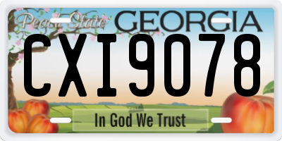 GA license plate CXI9078
