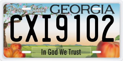 GA license plate CXI9102