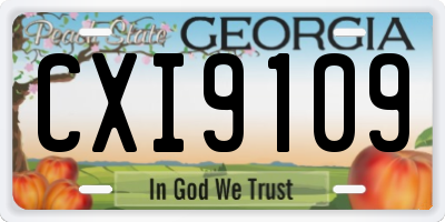 GA license plate CXI9109