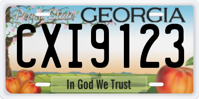 GA license plate CXI9123