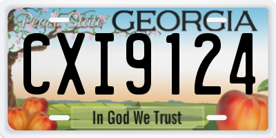 GA license plate CXI9124