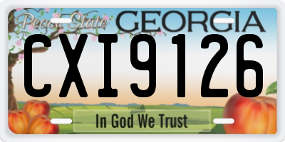 GA license plate CXI9126