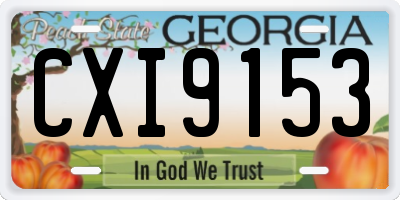 GA license plate CXI9153