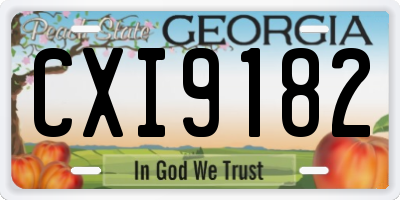 GA license plate CXI9182