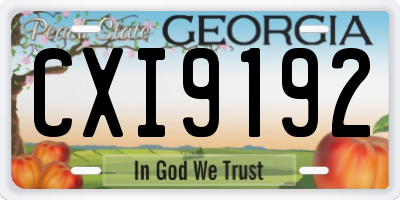 GA license plate CXI9192