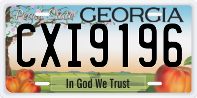 GA license plate CXI9196