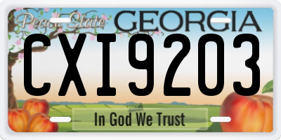GA license plate CXI9203