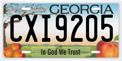 GA license plate CXI9205