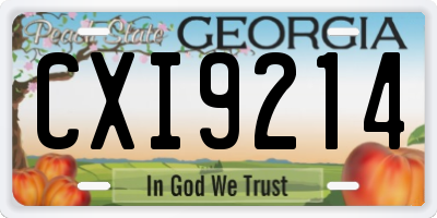 GA license plate CXI9214