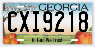GA license plate CXI9218
