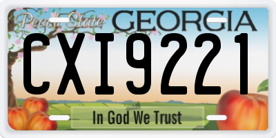 GA license plate CXI9221