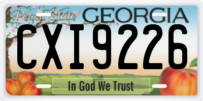 GA license plate CXI9226