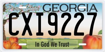 GA license plate CXI9227