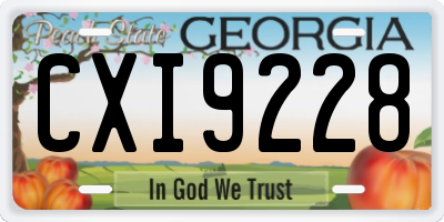GA license plate CXI9228