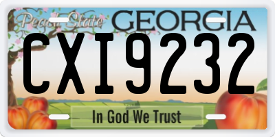 GA license plate CXI9232