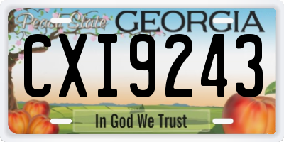 GA license plate CXI9243