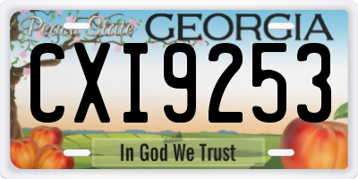 GA license plate CXI9253
