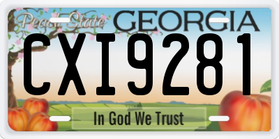GA license plate CXI9281