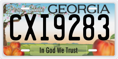 GA license plate CXI9283