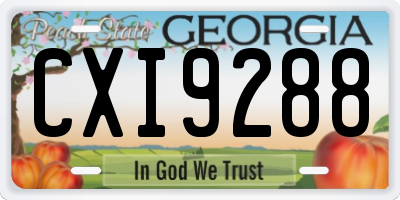 GA license plate CXI9288