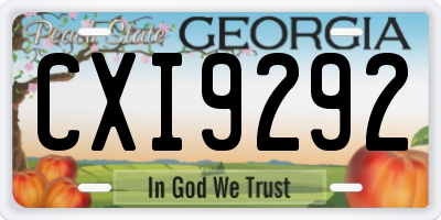 GA license plate CXI9292