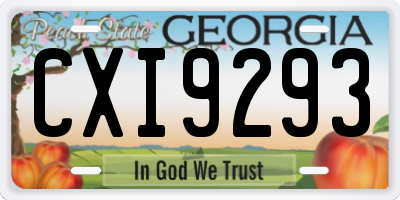 GA license plate CXI9293