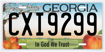 GA license plate CXI9299