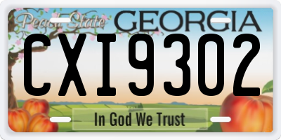 GA license plate CXI9302