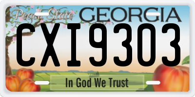 GA license plate CXI9303
