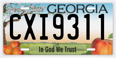 GA license plate CXI9311