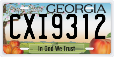 GA license plate CXI9312