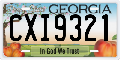 GA license plate CXI9321