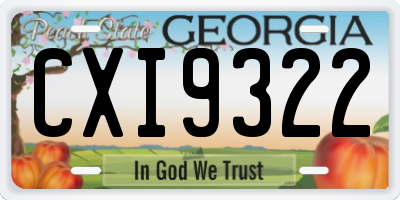 GA license plate CXI9322