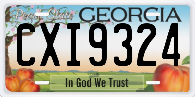 GA license plate CXI9324