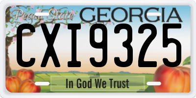 GA license plate CXI9325